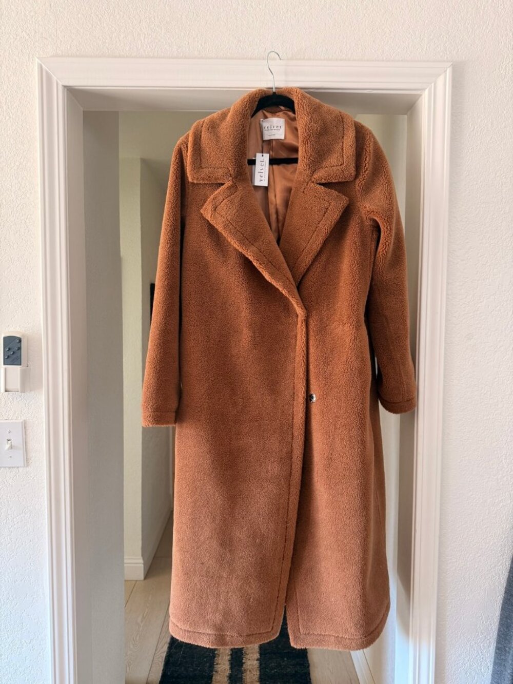 Velvet by Graham & Spencer Camel Teddy Long Coat | Size L | NWT